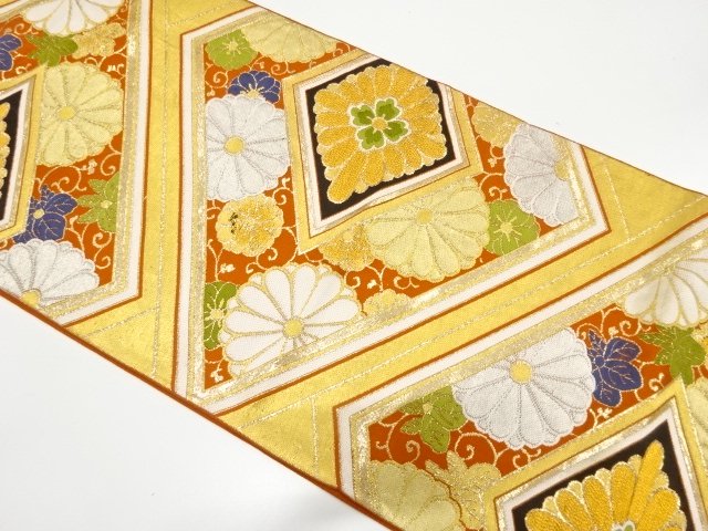 JAPANESE KIMONO / ANTIQUE FUKURO OBI / SILK / WOVEN PAULOWNIA ARABESQUE